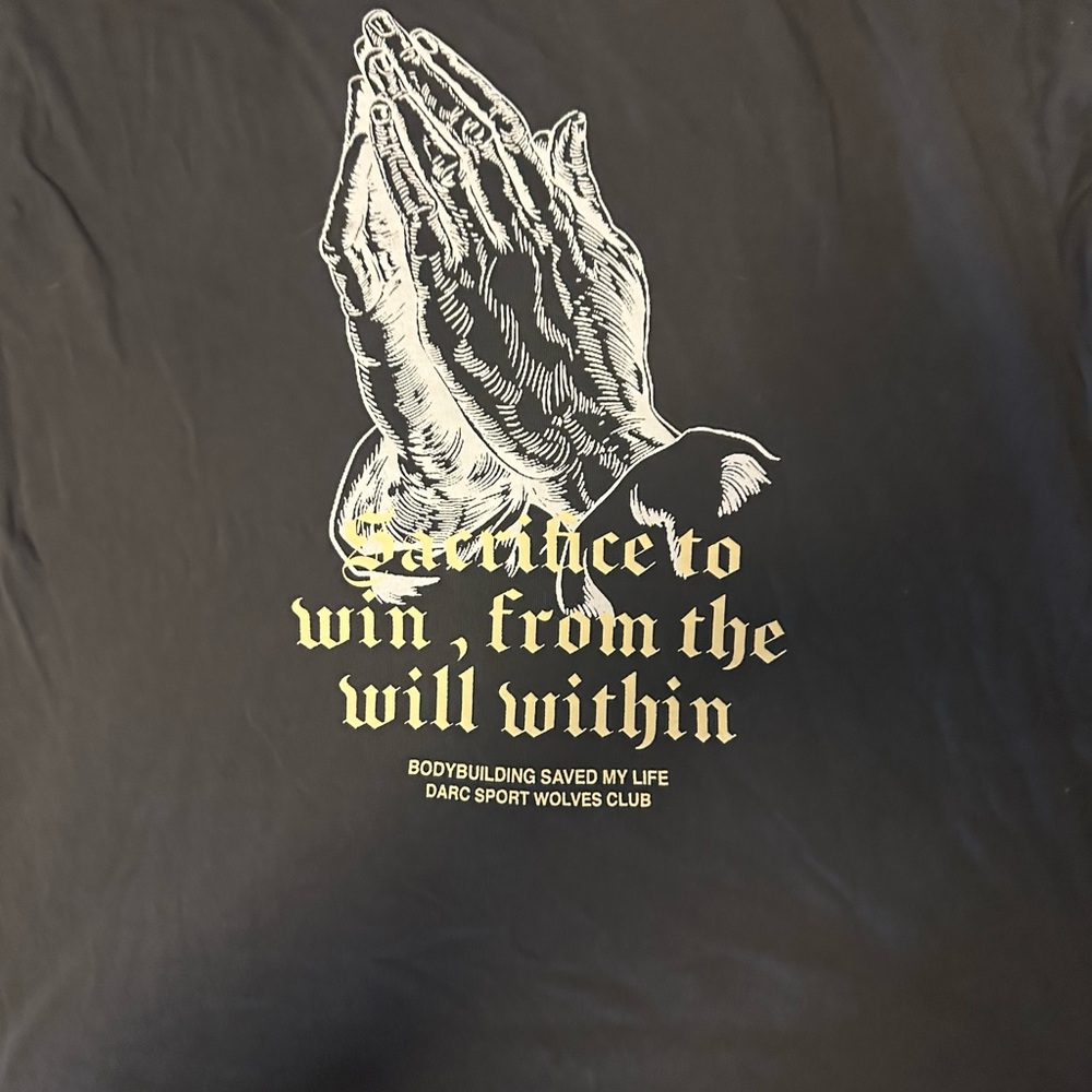 Darc Sport Black Short Sleeve Tee with Artistic Praying Hands
